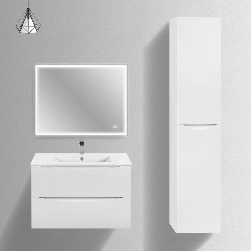 Мебель для ванной комнаты Vincea Mia Slim 80, 2 ящика, белая глянцевая