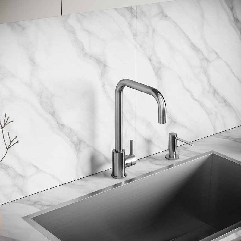 Смеситель для кухни Sancos Stainless, с поворотным Г изливом, нержавеющая сталь, SC12002SS
