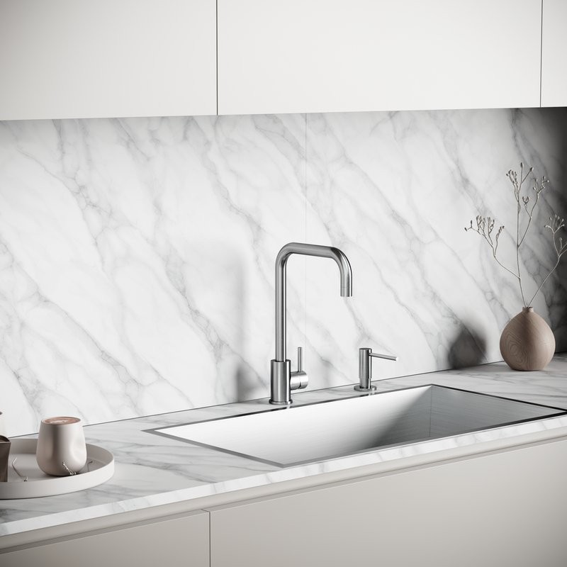 Смеситель для кухни Sancos Stainless, с поворотным Г изливом, нержавеющая сталь, SC12002SS