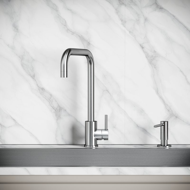 Смеситель для кухни Sancos Stainless, с поворотным Г изливом, нержавеющая сталь, SC12002SS