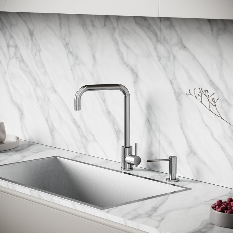 Смеситель для кухни Sancos Stainless, с поворотным Г изливом, нержавеющая сталь, SC12002SS