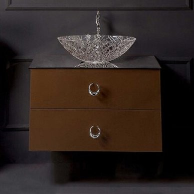 Тумба с раковиной Armadi Art NeoArt 80 шоколад с ручками Drop хром