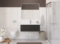 Тумба с раковиной BelBagno Uno 100 подвесная, 1 ящик, матовая темно-серая
