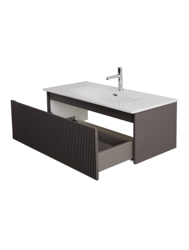 Тумба с раковиной BelBagno Uno 100 подвесная, 1 ящик, матовая темно-серая
