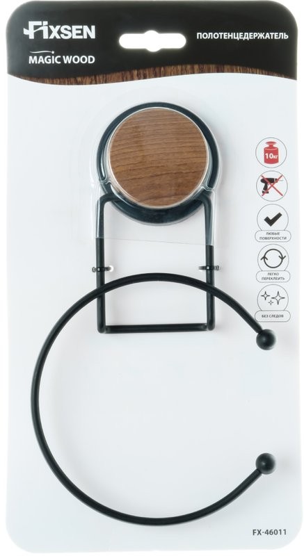 Полотенцедержатель Fixsen Magic Wood FX-46011 кольцо, черный