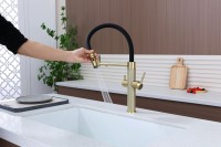 Смеситель для кухни Paulmark Nexus Diamond Nd613999-LG с гибким изливом, светлое золото