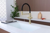 Смеситель для кухни Paulmark Nexus Diamond Nd613999-LG с гибким изливом, светлое золото
