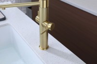 Смеситель для кухни Paulmark Nexus Diamond Nd613999-LG с гибким изливом, светлое золото