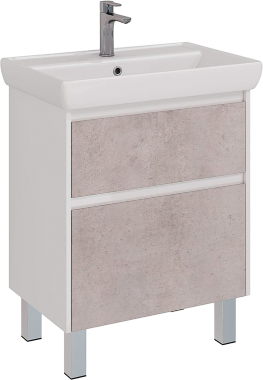 Тумба с раковиной Lemark Combi 70 бетон, белая глянцевая