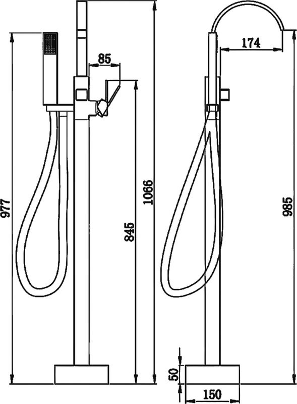 Напольный смеситель для ванны с душем BOCH MANN Resia BM9191 матовый черный
