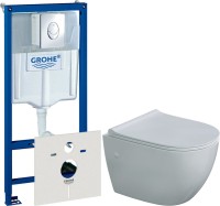 Комплект Унитаз подвесной Berges Okus 082127 с микролифтом + Инсталляция Grohe Rapid SL 38750001 4 в 1 с кнопкой смыва