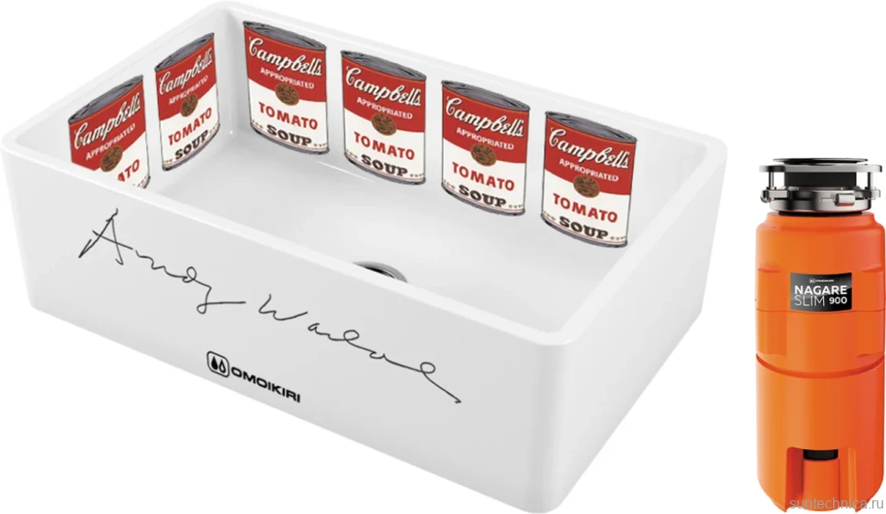 Комплект Мойка Omoikiri Mikura 76-Warhol white + Измельчитель Nagare slim 900