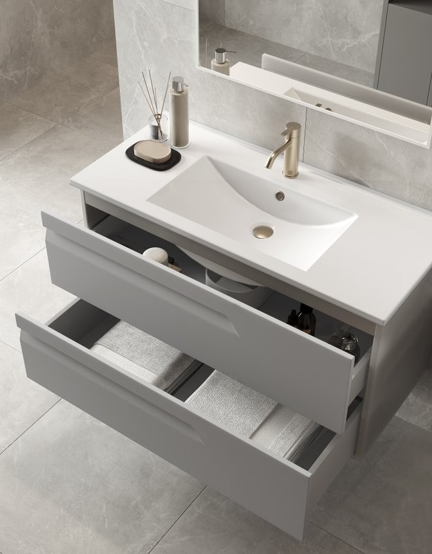 Тумба с раковиной Laparet Atlas 100 кашемир матовый