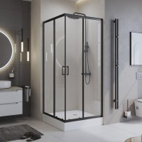 Душевой уголок BelBagno Uno -195 A 2 100 C Nero профиль черный, стекло прозрачное