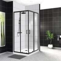 Душевой уголок BelBagno Uno -195 A 2 100 C Nero профиль черный, стекло прозрачное