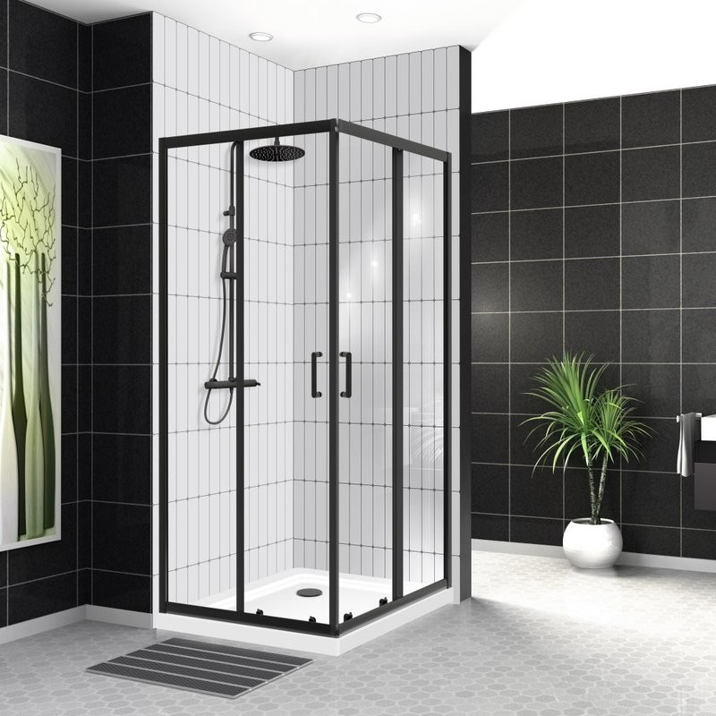 Душевой уголок BelBagno Uno -195 A 2 100 C Nero профиль черный, стекло прозрачное