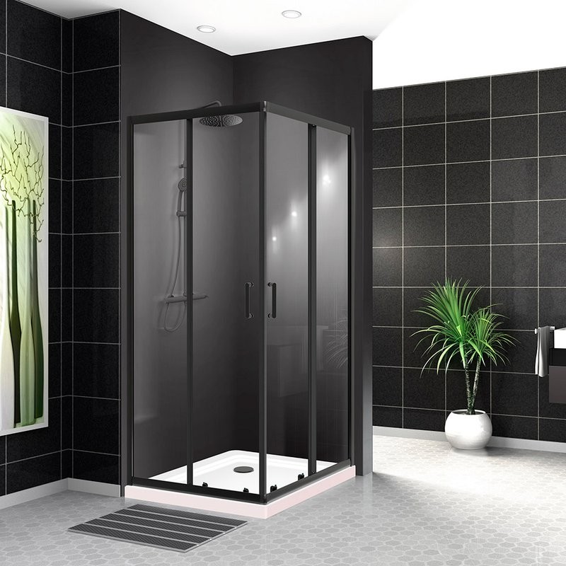 Душевой уголок BelBagno Uno -195 A 2 100 C Nero профиль черный, стекло прозрачное
