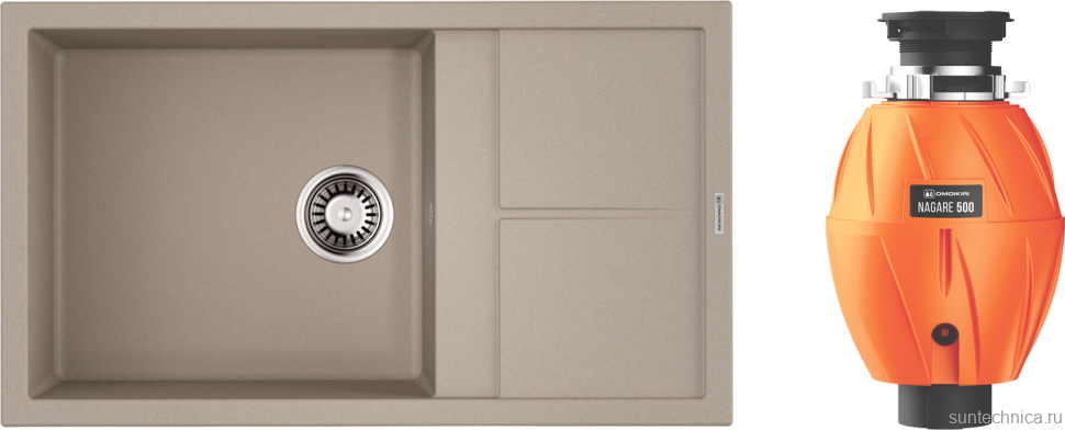 Комплект Мойка Omoikiri Sumi 86 бежевая + Измельчитель Nagare 500