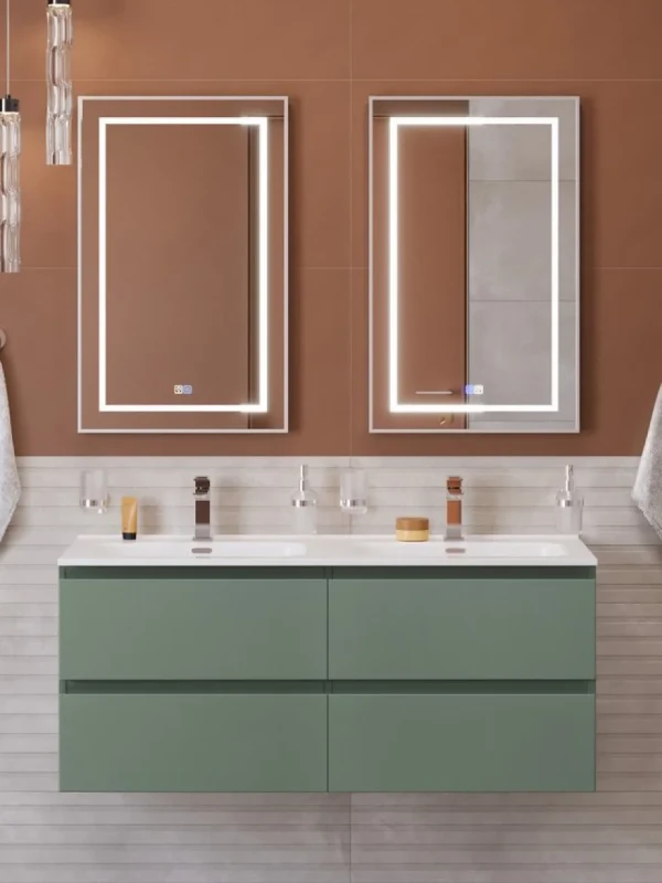 Мебель для ванной комнаты BelBagno Kraft 120 подвесная, матовая еловая, раковина bb1200-2-etl, для двоих
