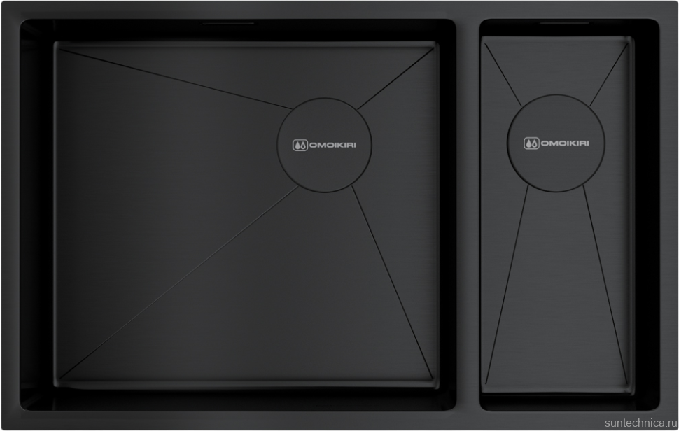 Комплект Мойка Omoikiri Taki 69-2-U/IF-GB графит, L + Измельчитель Nagare 500