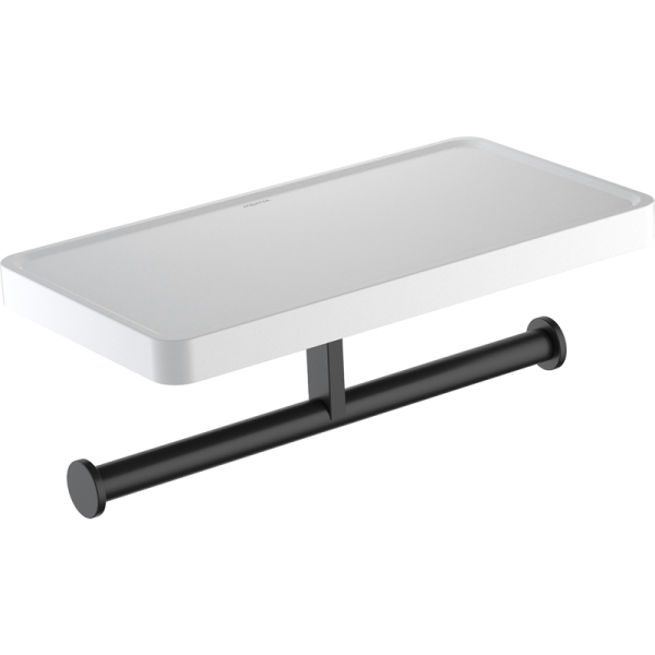 Держатель туалетной бумаги AQUATEK Европа AQ4919MB двойной, с полкой для телефона, матовый черный