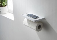 Держатель туалетной бумаги AQUATEK Европа AQ4919MB двойной, с полкой для телефона, матовый черный