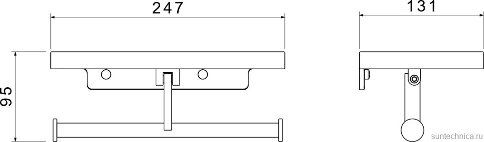 Держатель туалетной бумаги AQUATEK Европа AQ4919MB двойной, с полкой для телефона, матовый черный
