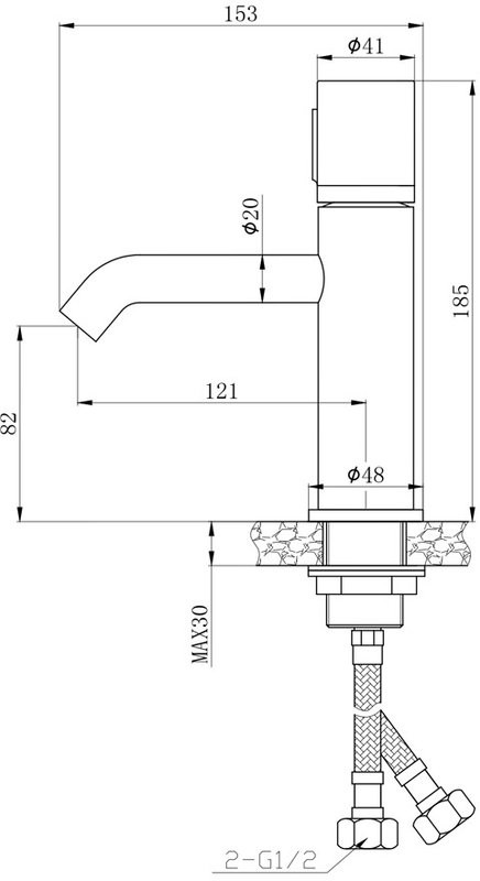 Смеситель для раковины Bronze de Luxe Focus 24601CM хром, мрамор