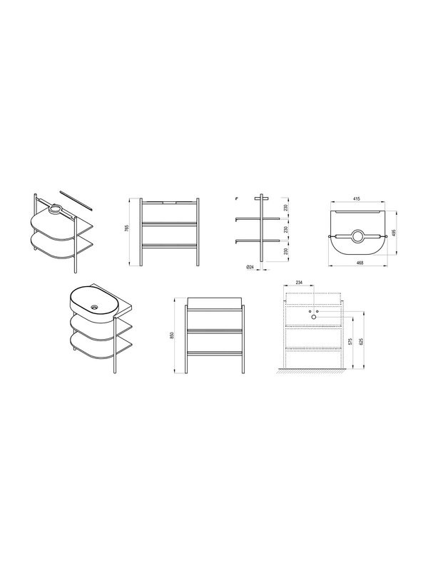 Консоль с раковиной Ravak Yard 40 матовая белая, раковина XJX01040000 без отверстия под смеситель