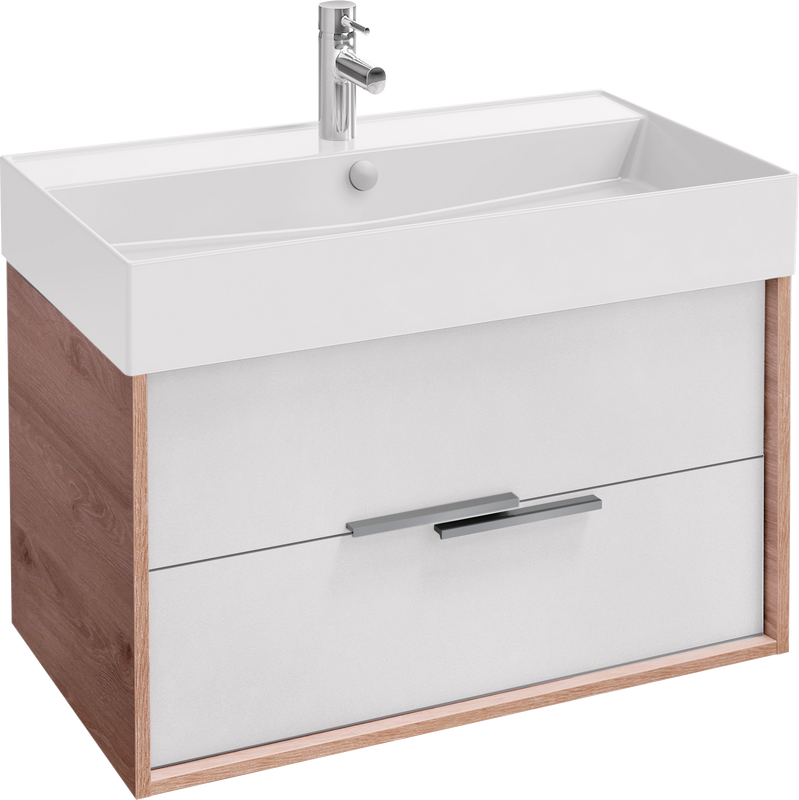 Мебель для ванной комнаты Jacob Delafon Vivienne 80 дуб давос, белая блестящая, раковина белая