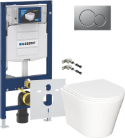 Комплект Унитаз подвесной Ceramicanova Forma CN3011 с микролифтом + Крепления Geberit Duofix 111.815.00.1 к стене + Звукоизоляция + Инсталляция UP 320 111.300.00.5 + Кнопка Sigma 01 115.770.JQ.5 лакированная, матовый хром
