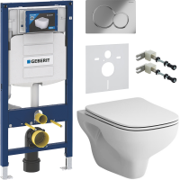 Комплект Унитаз подвесной AM.PM X-Joy S FlashClean C85A1702SC с микролифтом, белый + Крепления Geberit Duofix 111.815.00.1 к стене + Звукоизоляция + Инсталляция UP 320 111.300.00.5 + Кнопка Sigma 01 115.770.21.5 хром
