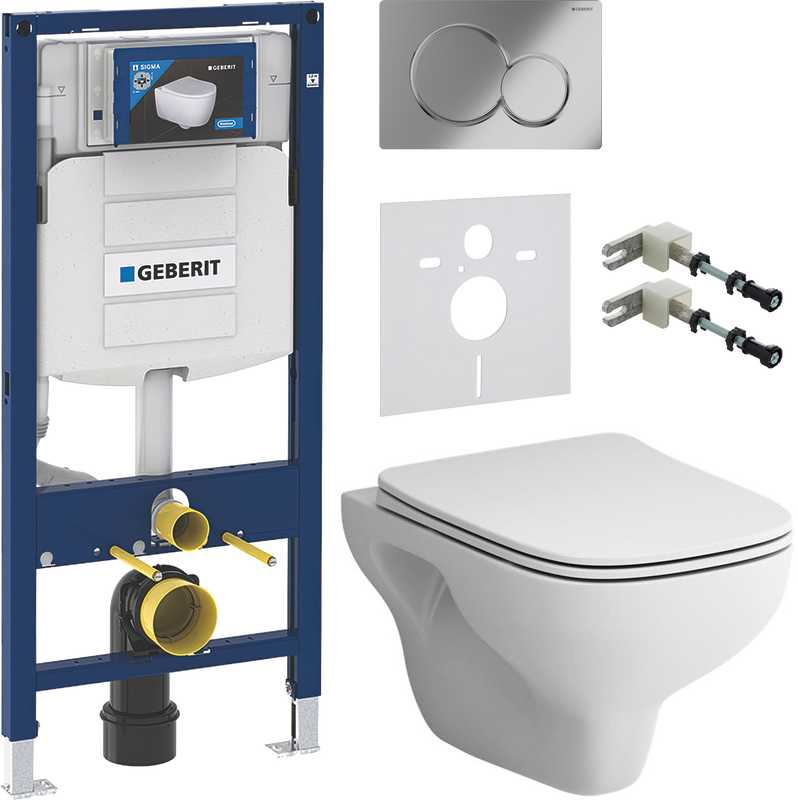 Комплект Унитаз подвесной AM.PM X-Joy S FlashClean C85A1702SC с микролифтом, белый + Крепления Geberit Duofix 111.815.00.1 к стене + Звукоизоляция + Инсталляция UP 320 111.300.00.5 + Кнопка Sigma 01 115.770.21.5 хром