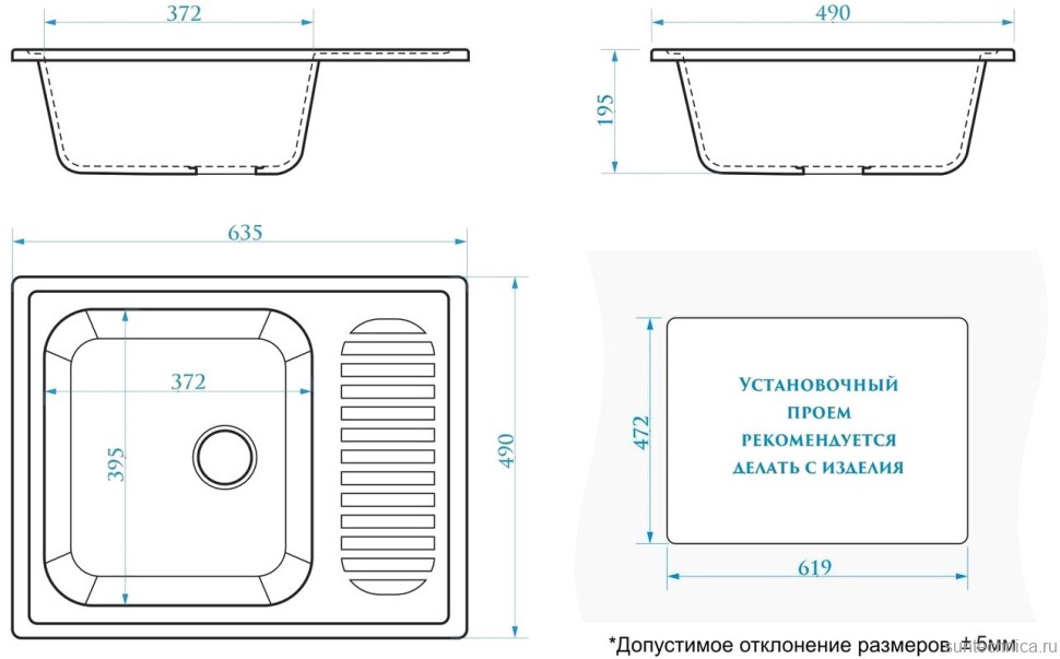 Мойка кухонная Domaci Болонья М-15-005 серая
