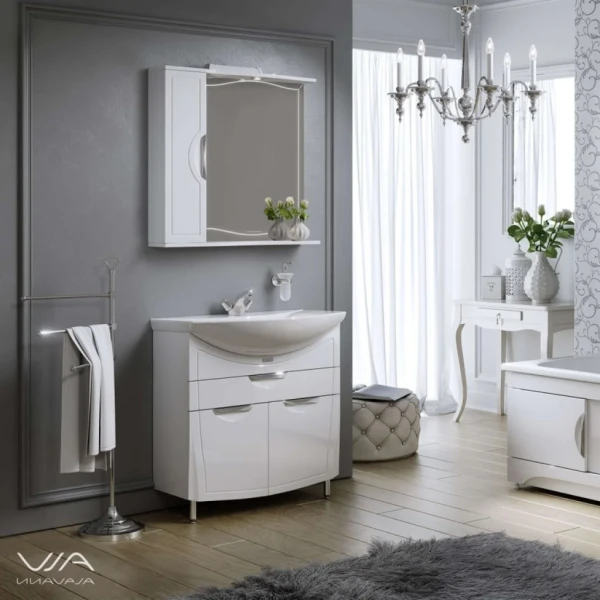 Мебель для ванной комнаты Alavann Monaco 80 L напольная, белая