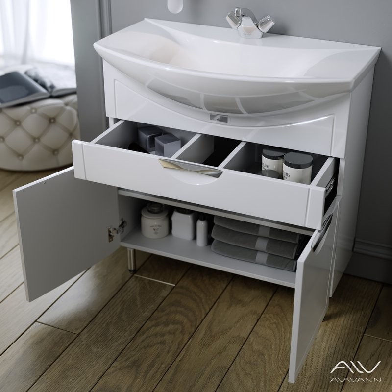 Мебель для ванной комнаты Alavann Monaco 80 L напольная, белая