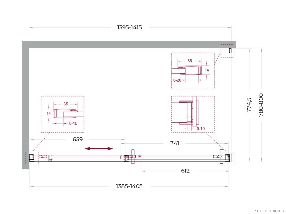 Душевой уголок BelBagno Soft Close-1 AH-1-140/80-C-Cr профиль хром