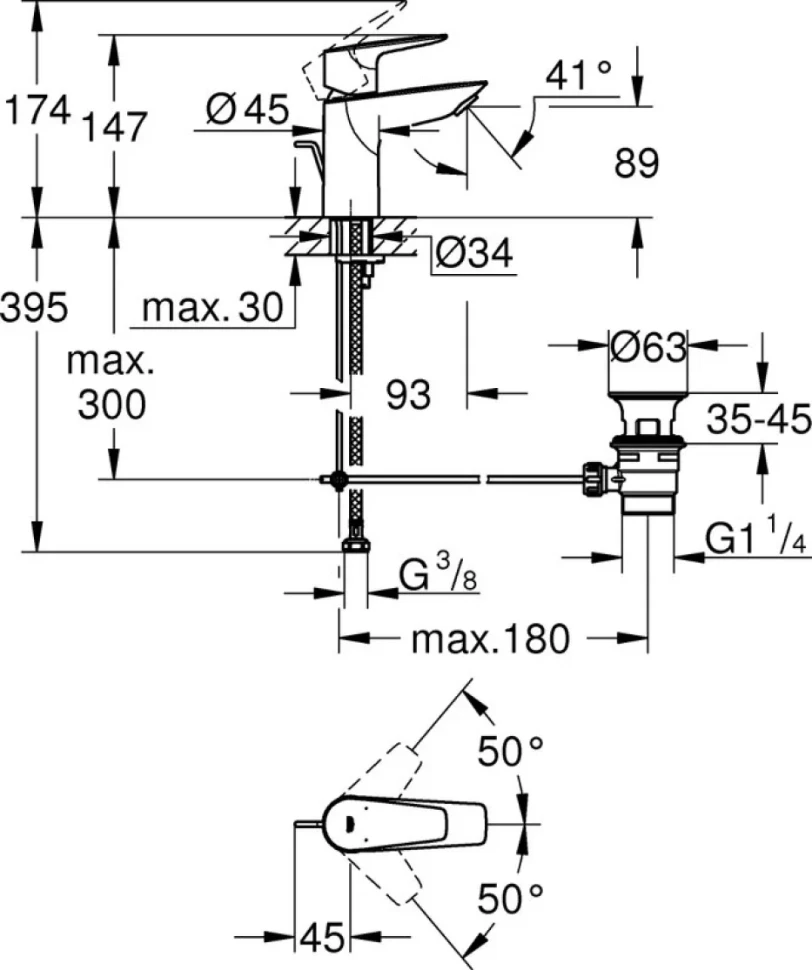 Смеситель для раковины Grohe BauEdge 23328001 хром