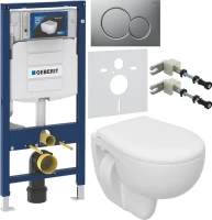 Комплект Унитаз подвесной Seramiksan Natura + Крышка + Инсталляция Geberit Duofix UP 320 111.300.00.5 + Кнопка Sigma 01 115.770.JQ.5 лакированная, матовый хром + Крепления 111.815.00.1 к стене + Звукоизоляция