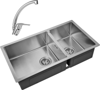 Комплект Мойка Zorg Inox R 78-2-44 + Смеситель MEGA Mega MG-BMK016 хром