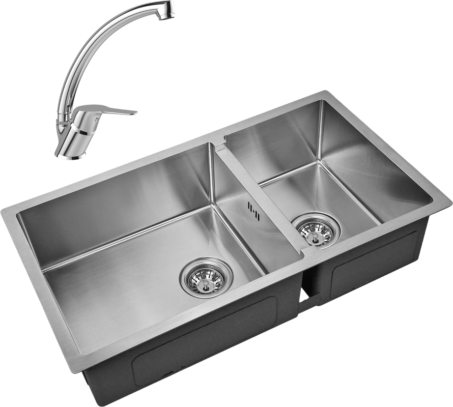 Комплект Мойка Zorg Inox R 78-2-44 + Смеситель MEGA Mega MG-BMK016 хром