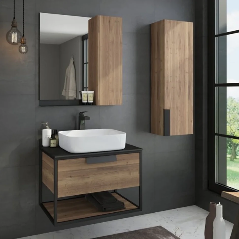 Зеркало Comforty Кёльн 75 дуб темный