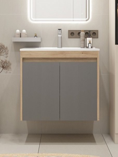 Тумба с раковиной Teymi Netta 70 дуб, графит