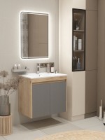 Тумба с раковиной Teymi Netta 70 дуб, графит