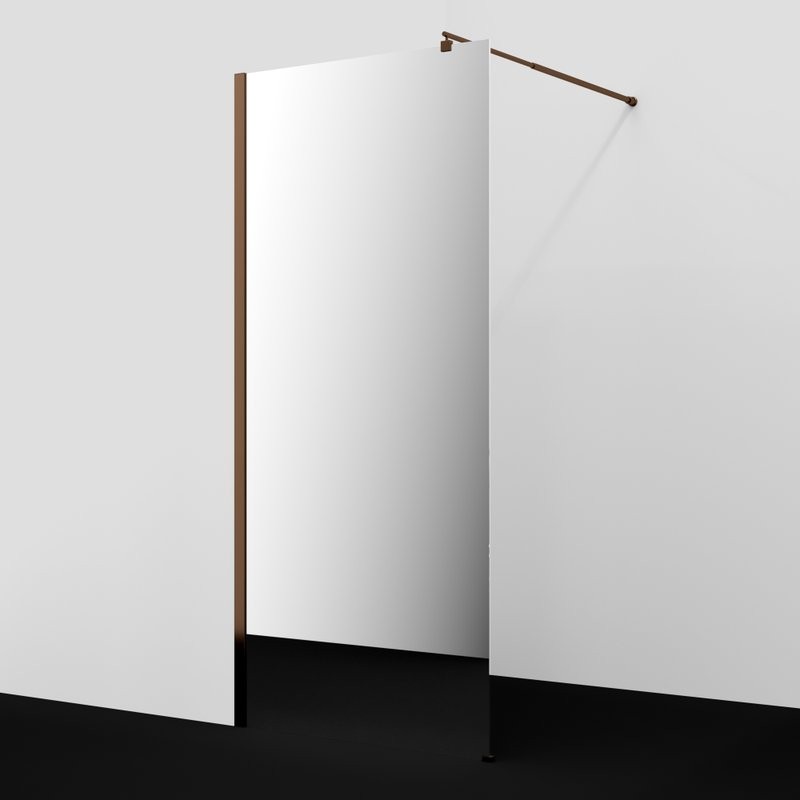 Душевая перегородка Wasserkraft Rur 30W 90 см, профиль розовое золото, стекло зеркальное