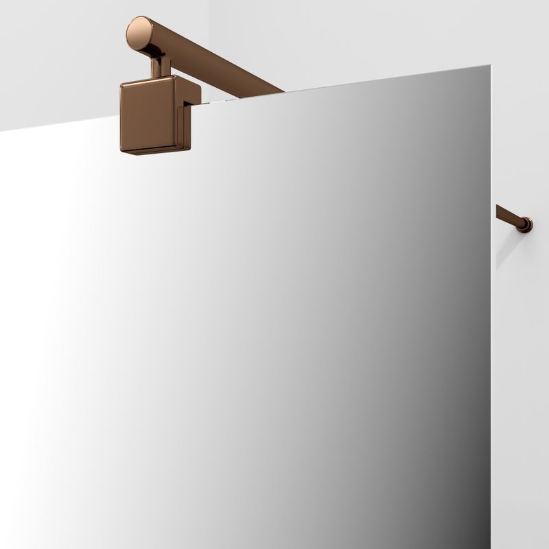 Душевая перегородка Wasserkraft Rur 30W 90 см, профиль розовое золото, стекло зеркальное