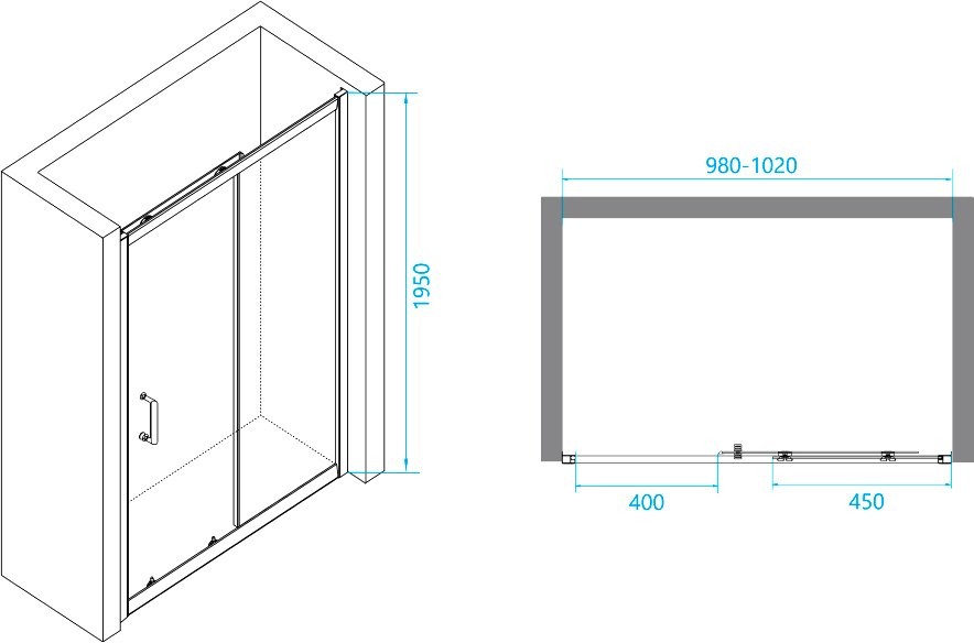 Душевой уголок RGW Passage PA-14+110 см (98-102)x110x195 профиль хром, стекло прозрачное