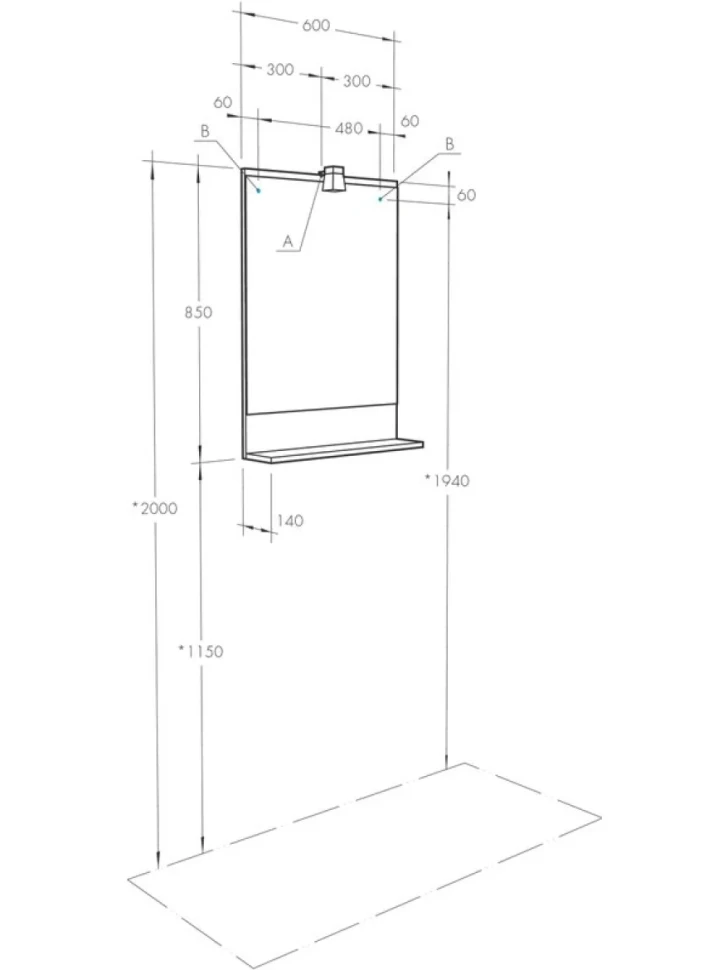 Зеркало AQUATON Бекка PRO 60 дуб сомерсет 1A214302BAC20