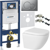 Комплект Унитаз подвесной BelBagno Sfera-r + Крышка Marino BB105SC с микролифтом, петли хром + Инсталляция Geberit Duofix UP 320 111.300.00.5 + Кнопка Sigma 01 115.770.JQ.5 лакированная, матовый хром + Крепления 111.815.00.1 к стене + Звукоизоляция