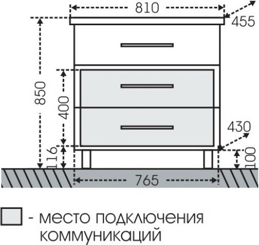 Тумба с раковиной СаНта Омега Люкс Фостер 80 напольная белая 3 ящика